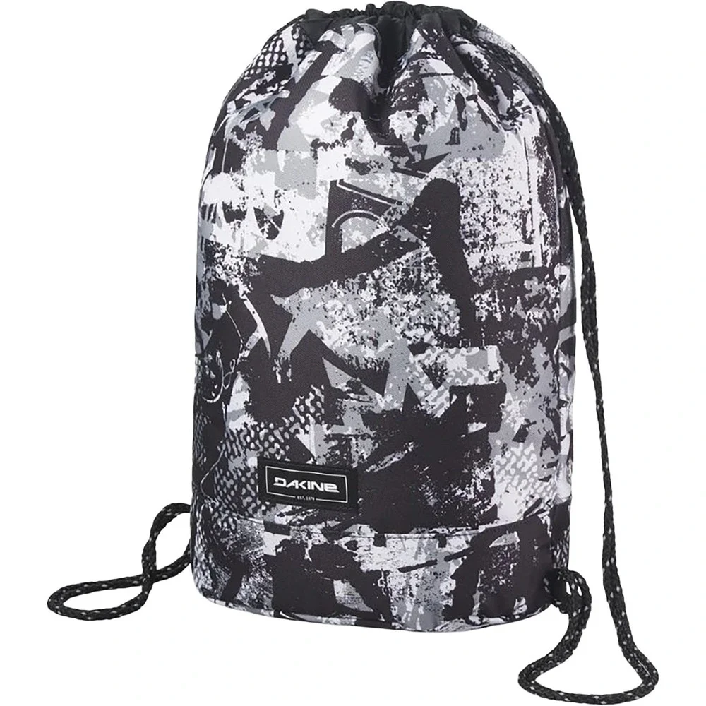 Dakine Cinch Pack Drawstring Backpack Black White STREET ART Print  Bag Sackpack